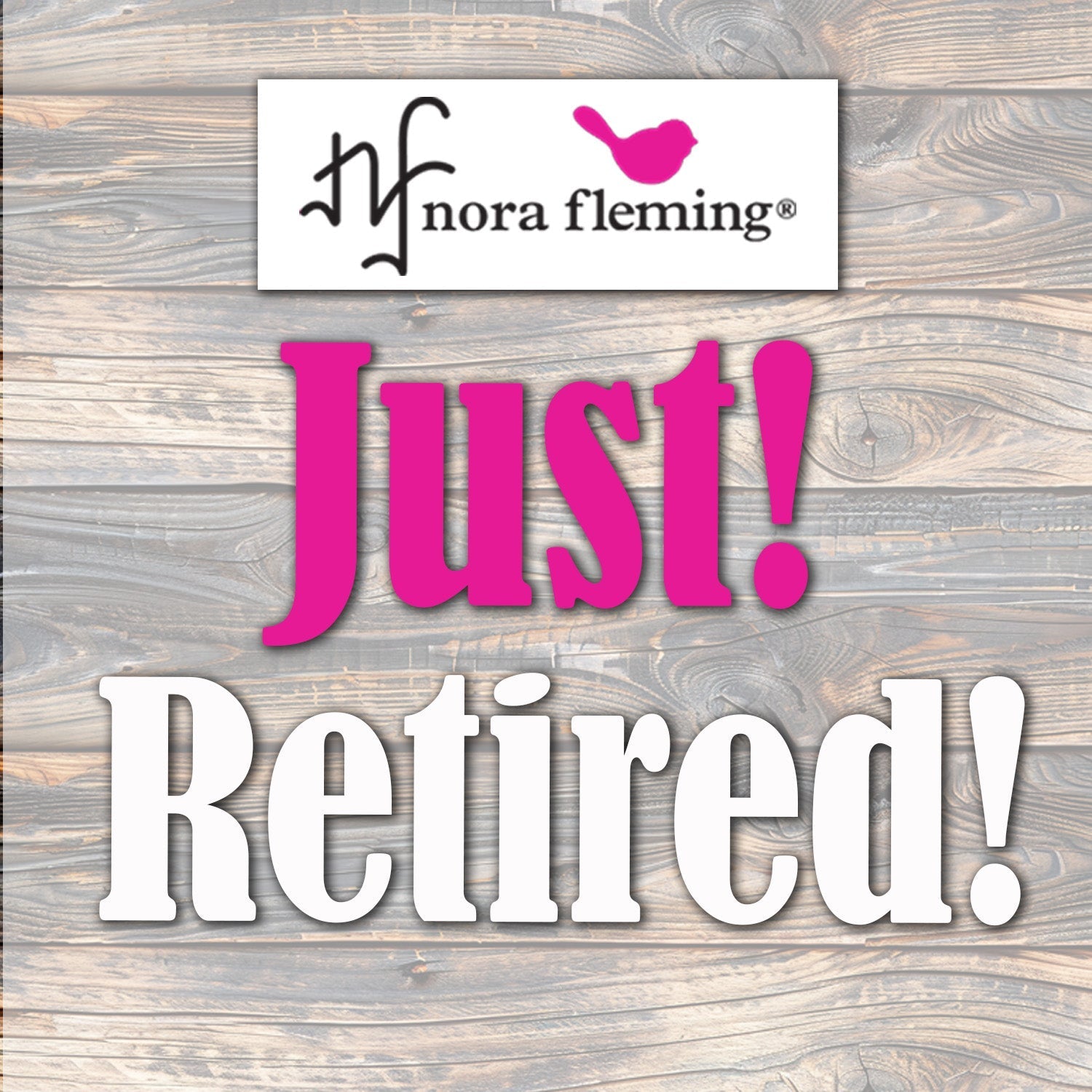 Nora Fleming retired minis announcement showing discontinued Nora Fleming minis and bases