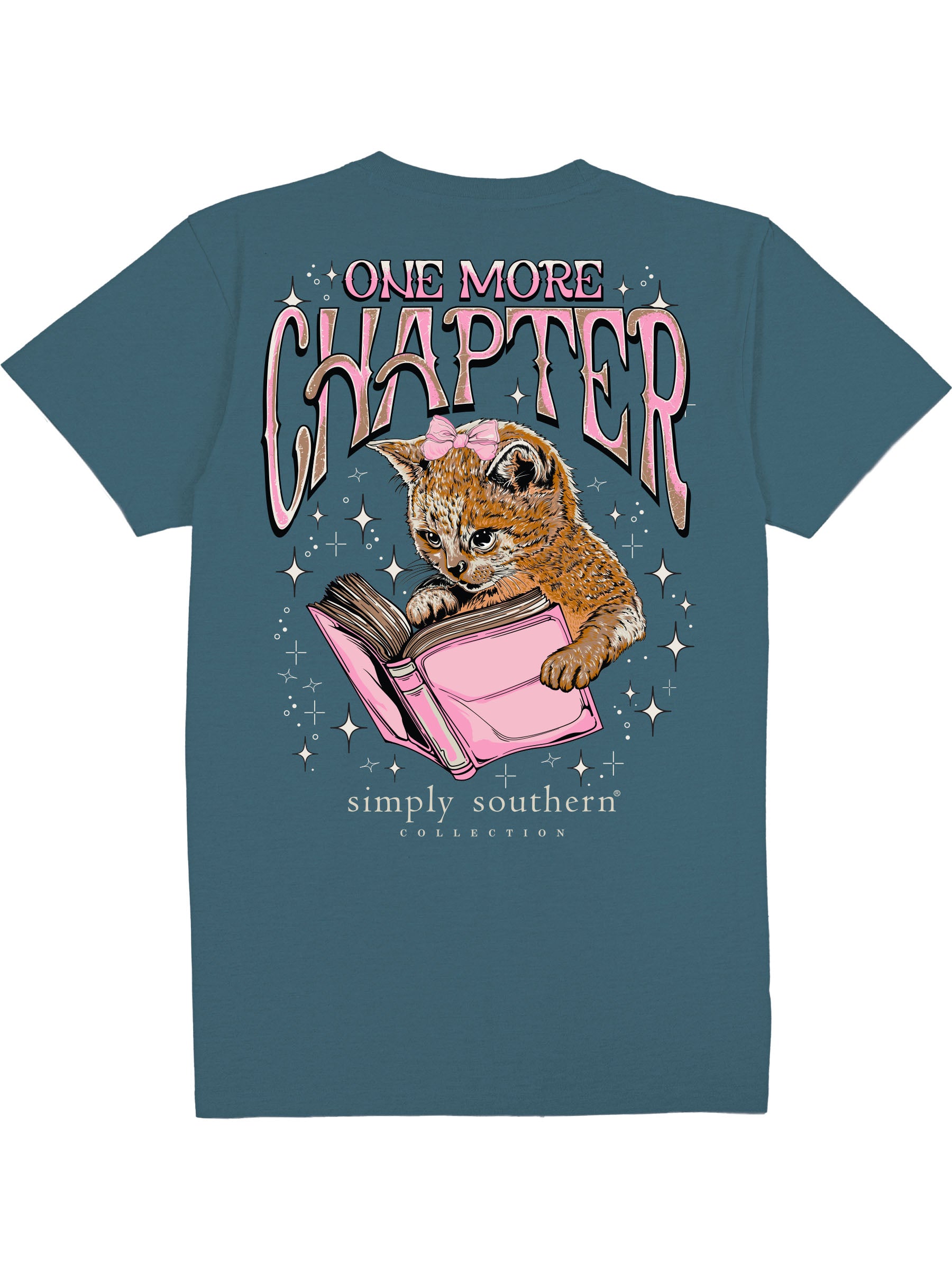 Simply Southern Women’s One More Chapter Cat Reading Graphic Short Sleeve T-Shirt