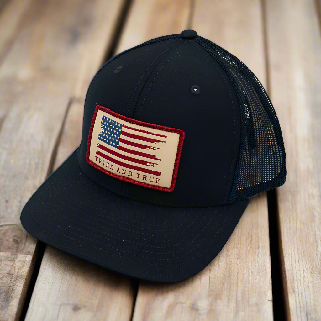 Tried & True American Flag Woven Patch Navy Hat