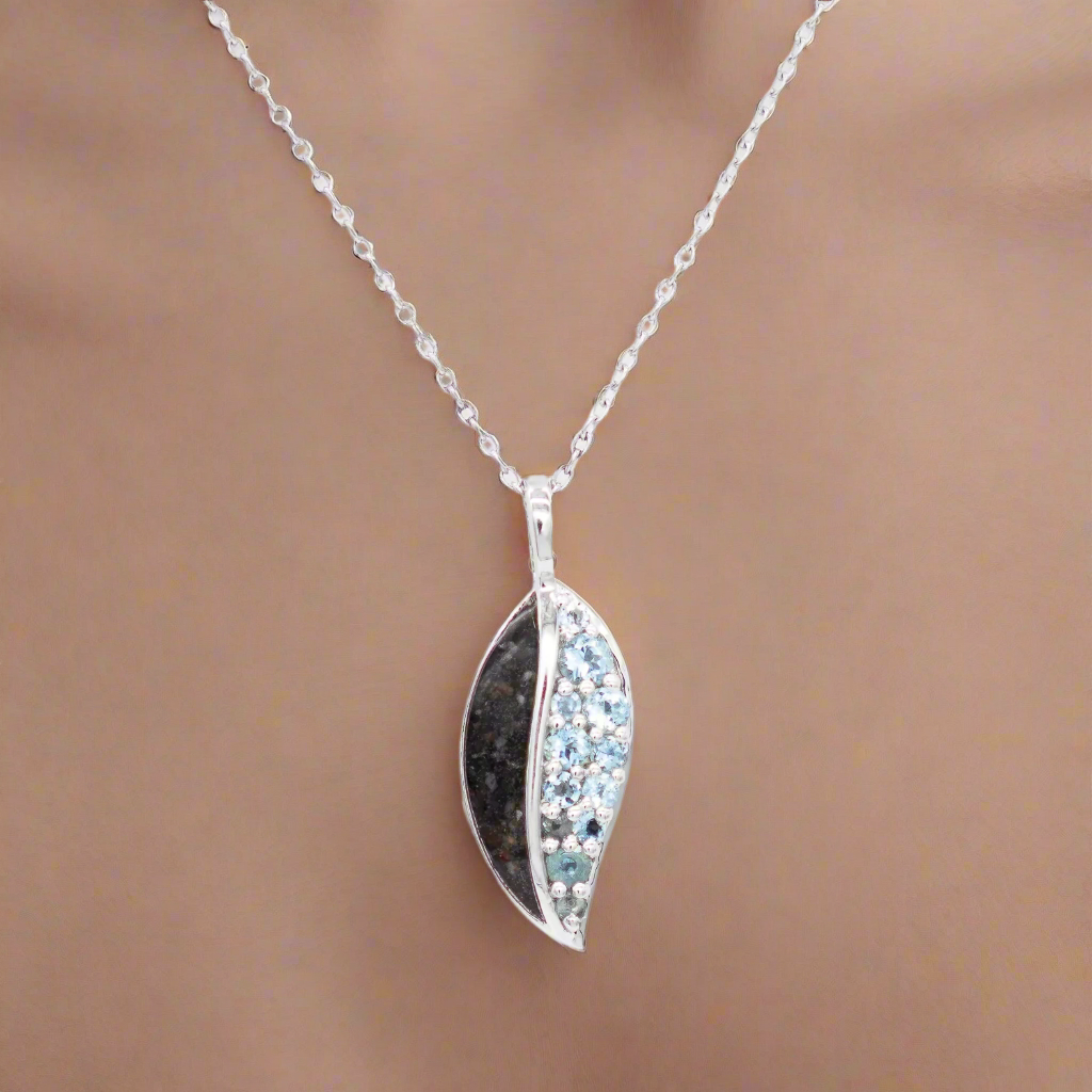 Dune Jewelry Aquamarine Leaf Necklace
