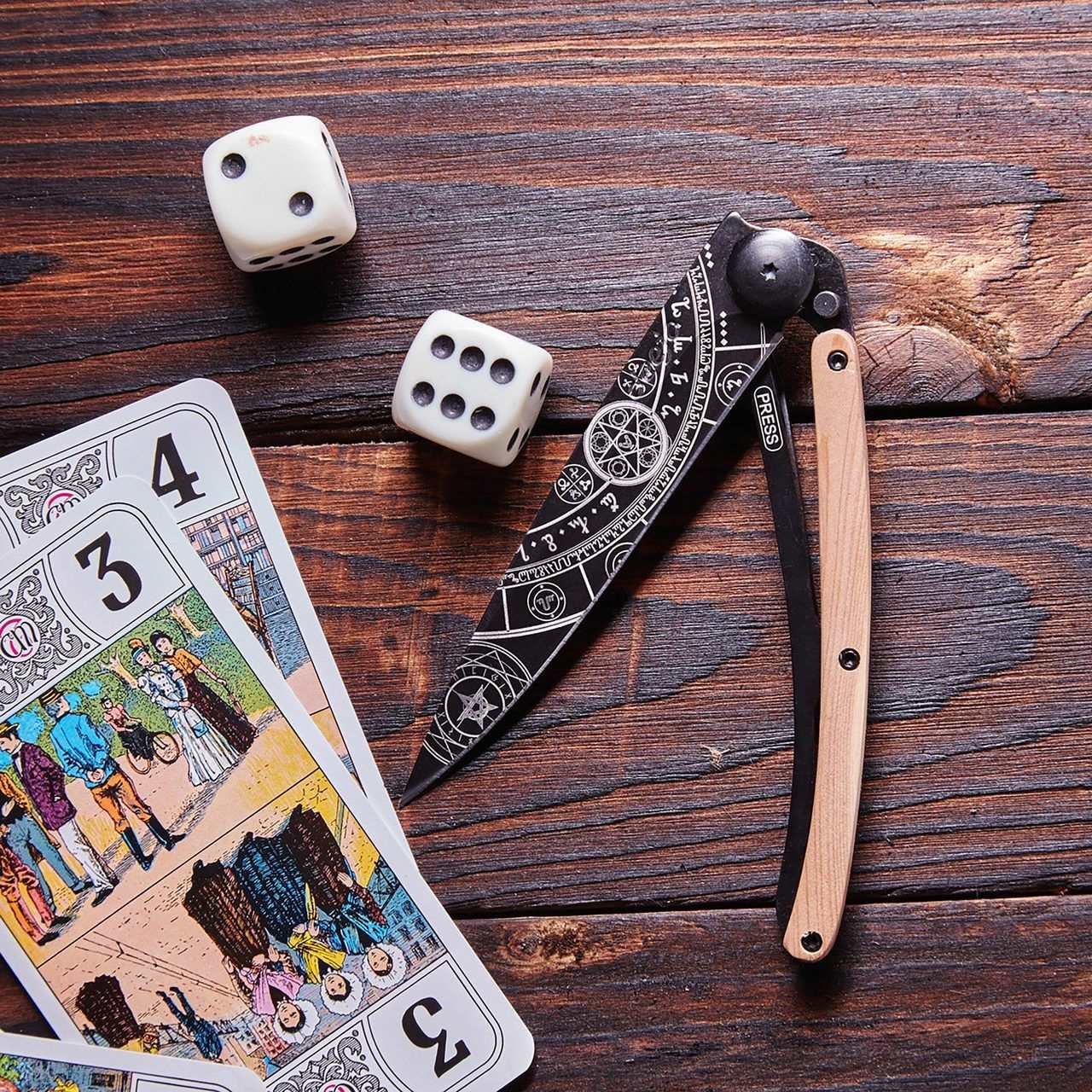 Deejo 37g Esoteric Series Pocket Knife - Mystical Mastery in Z40C13 Stainless Steel