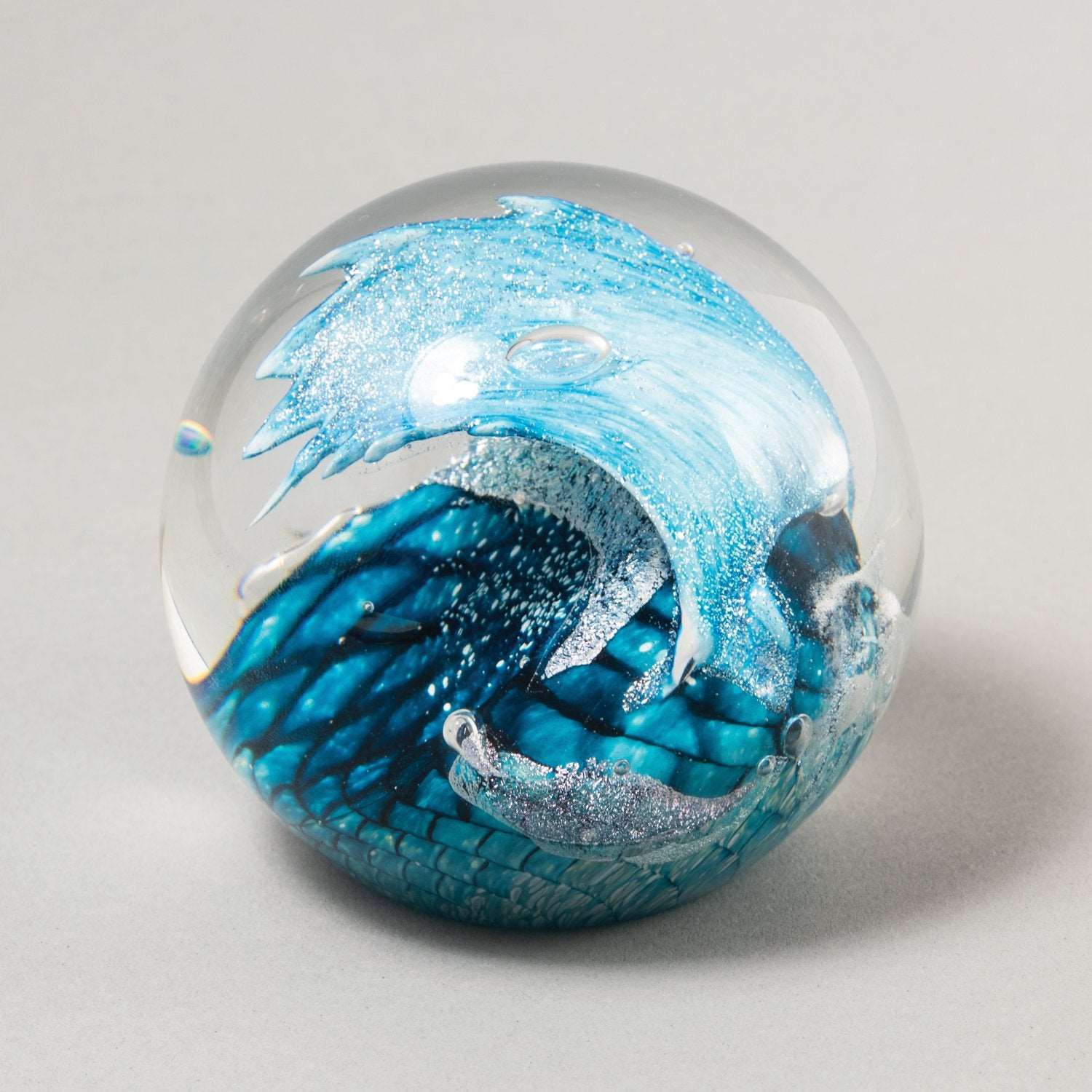Cresting Wave Blown Glass Environmental Paperweight