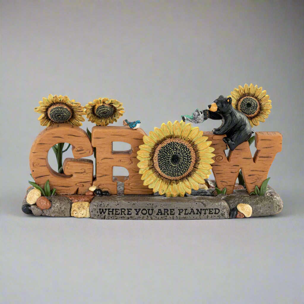 Bearfoots Grow with Sunflowers Bear Figurine by Jeff Fleming