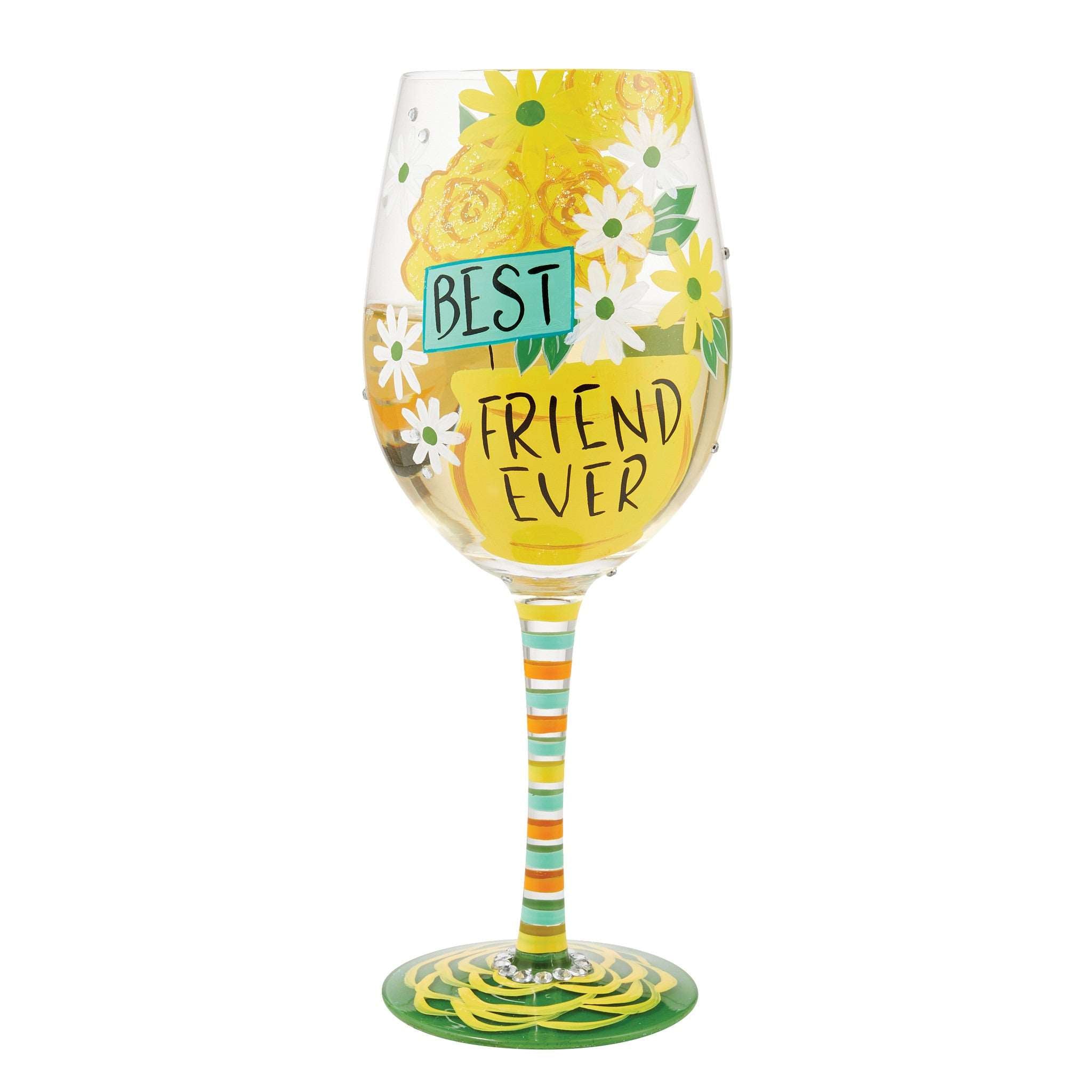 Best Friend Ever Hand Painted Wine Glass