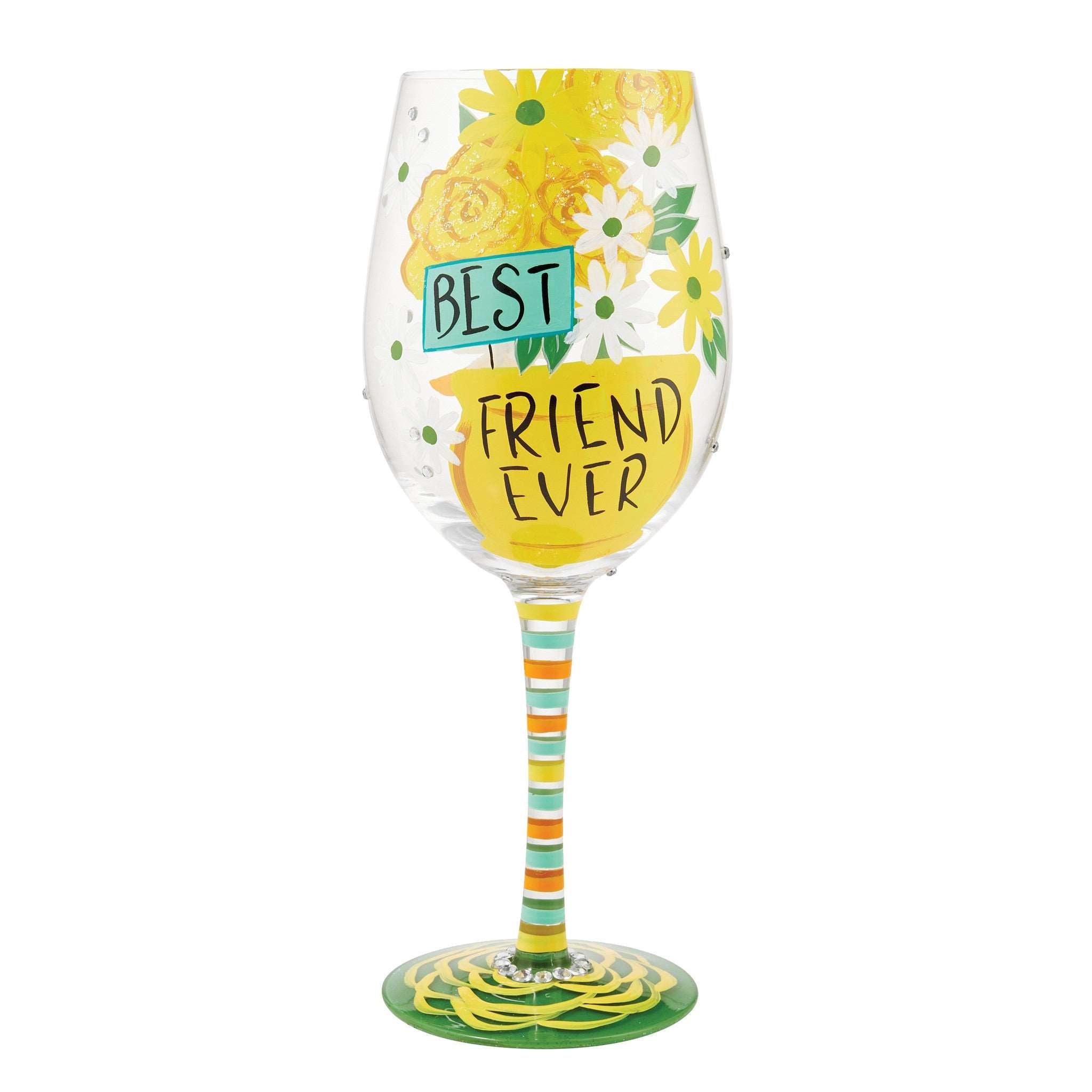 Best Friend Ever Hand Painted Wine Glass