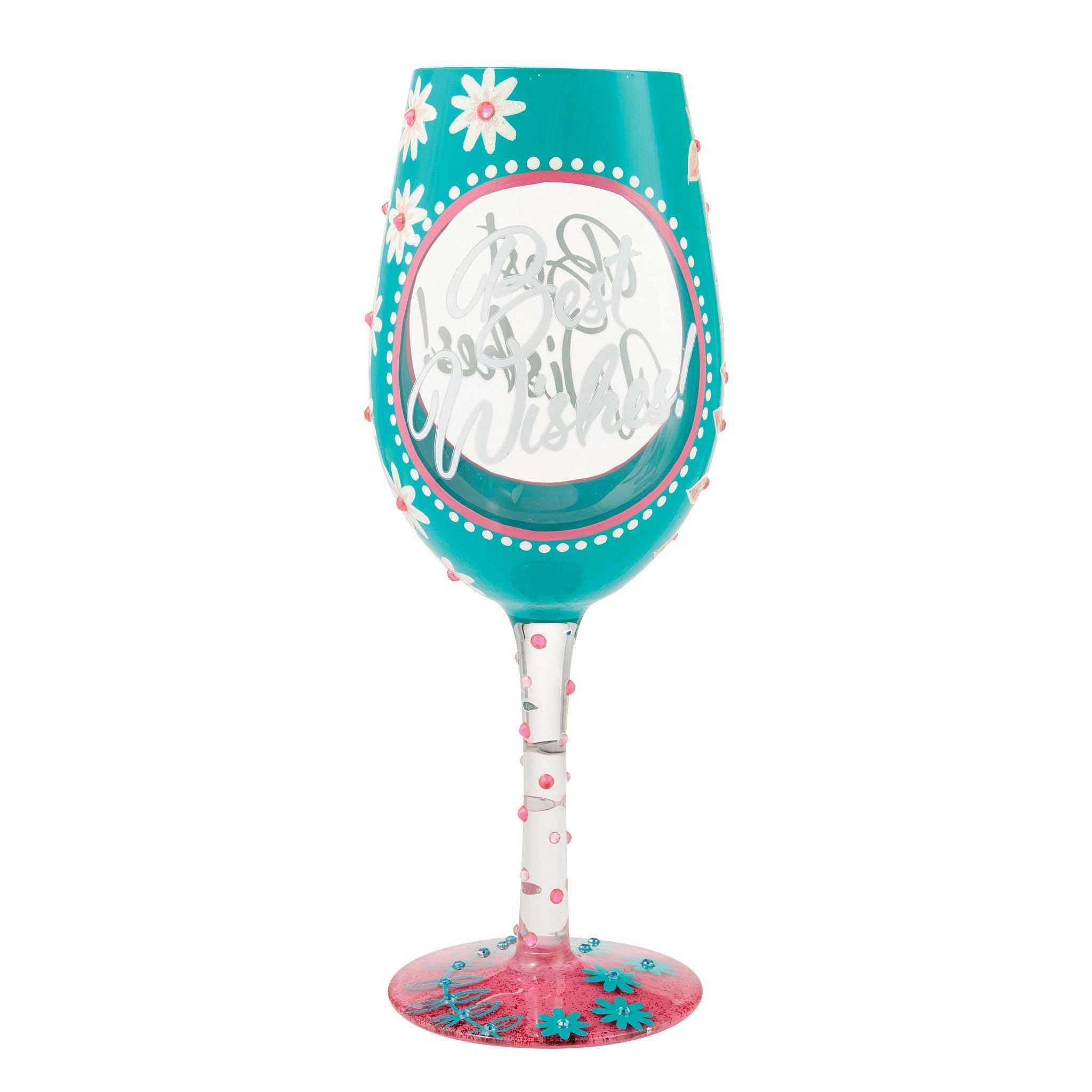 Best Wishes Hand Painted Wine Glass