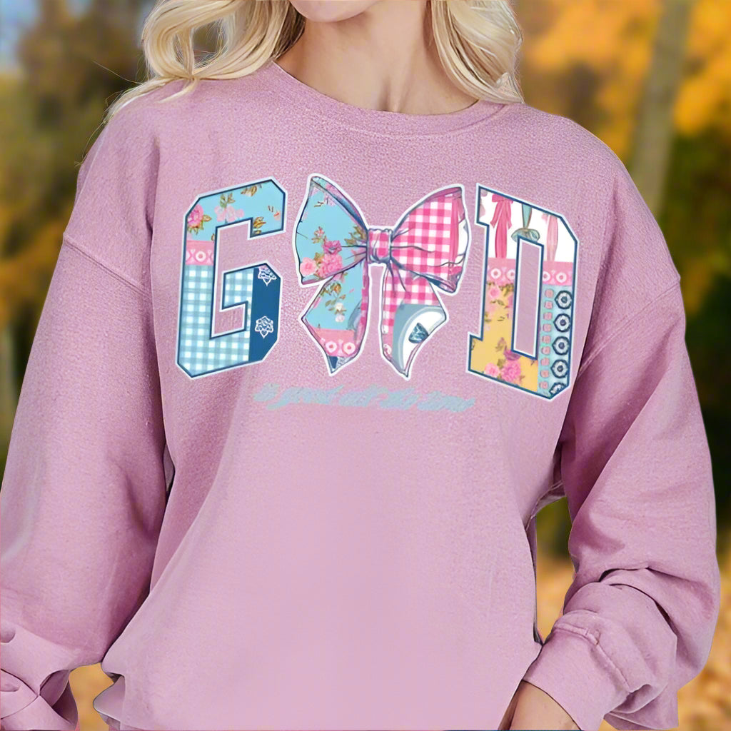 New 2025 Simply Southern Women's Patchwork Crew Sweatshirt