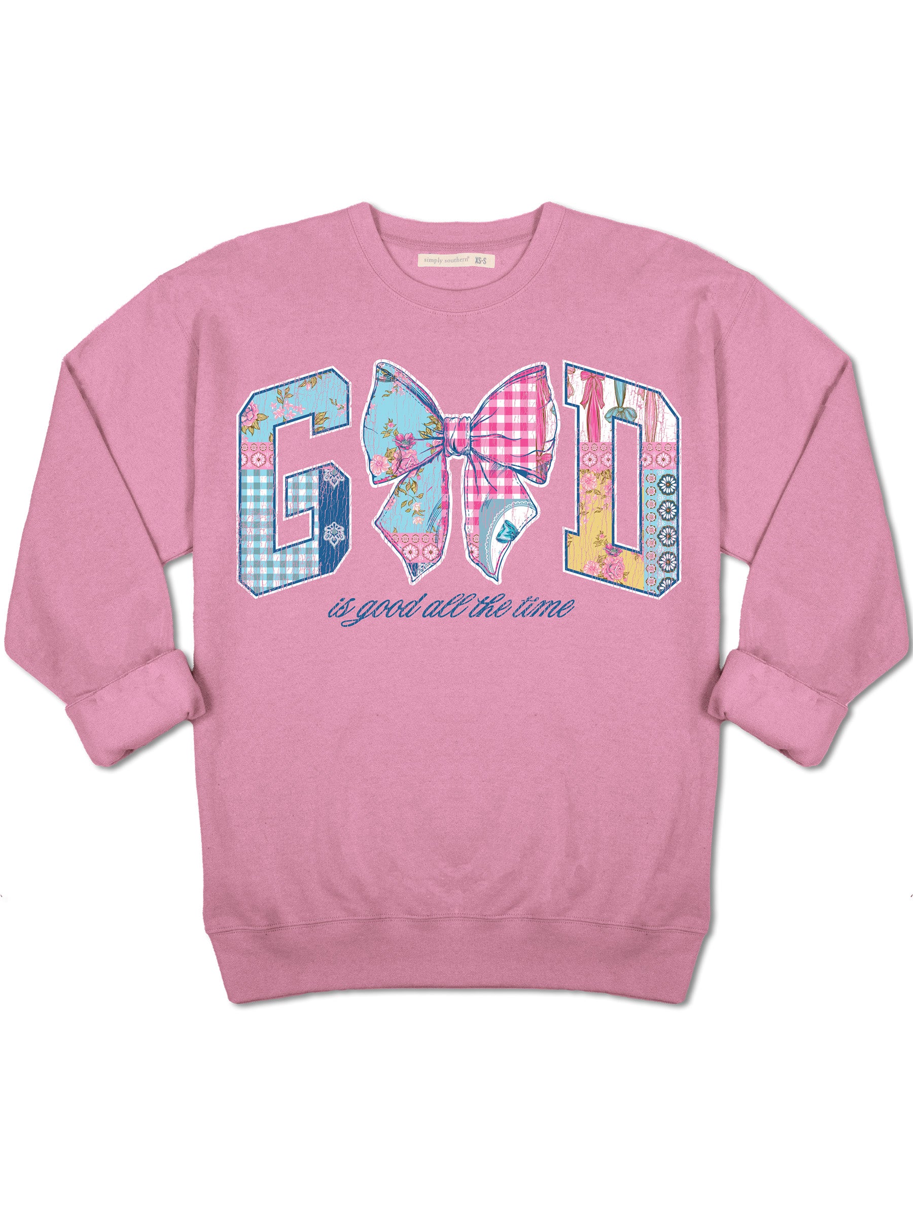 New 2025 Simply Southern Women's Patchwork Crew Sweatshirt