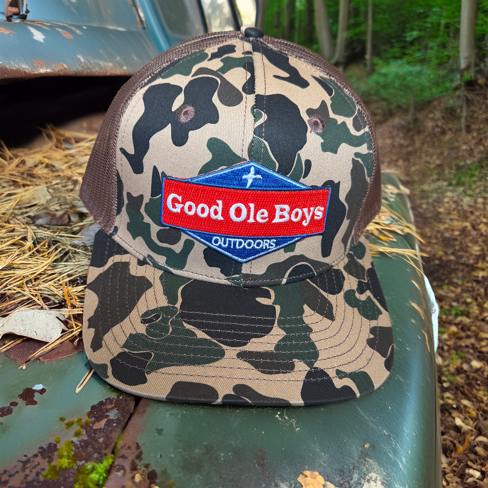 Good Ole Boys Logo Patch Camo Adjustable Snap Back Hat