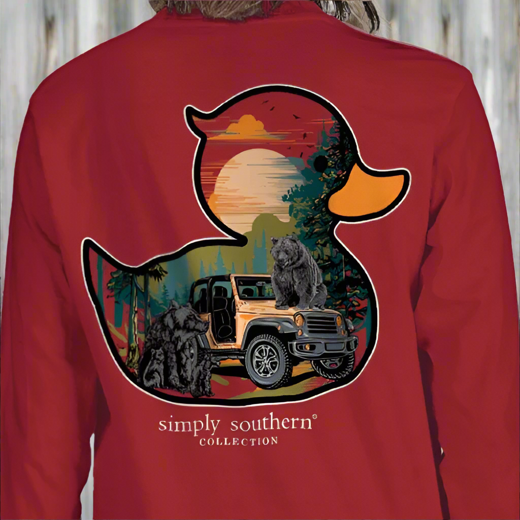 SimplySouthernJeepDuckwithBearsLongSleeveGraphicT-Shirt