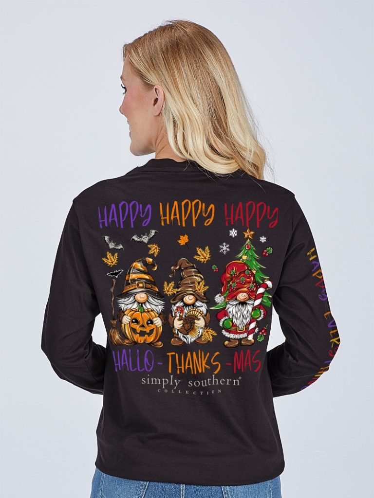 Simply Southern Happy Everything Gnomes Long Sleeve Graphic T-Shirt