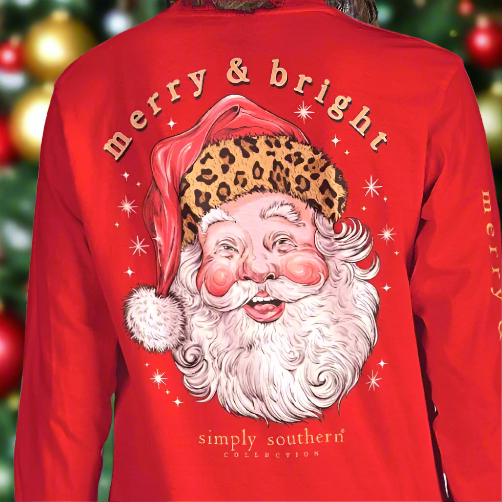 Simply Southern Christmas Leopard Print Santa Clause T-Shirt