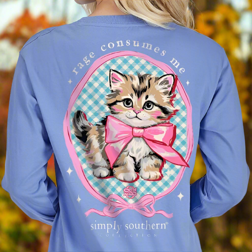 New 2025 Simply Southern Rage Consumes Me Kitten Long Sleeve T-Shirt