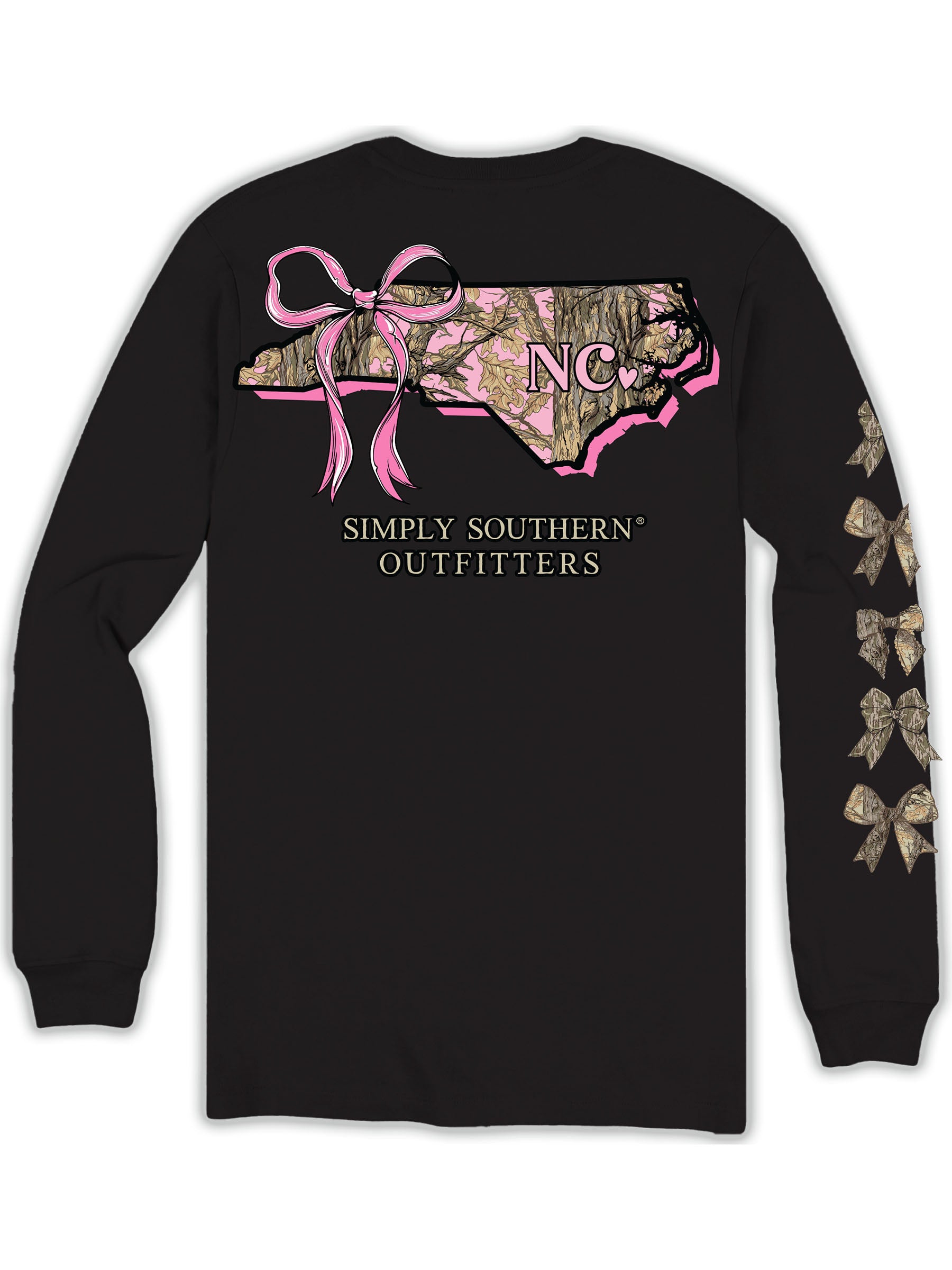 Simply Southern Pink Camouflage North Carolina Long Sleeve T-Shirt