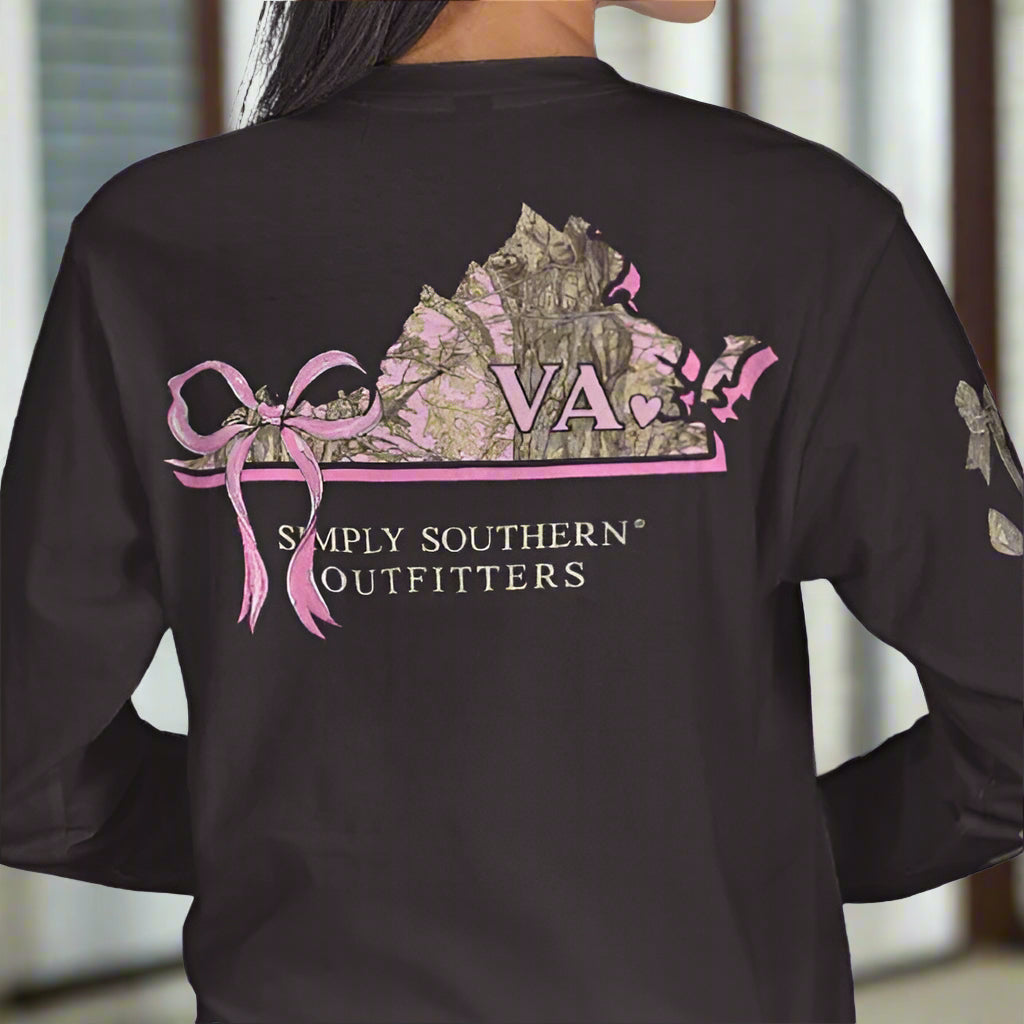 Simply Southern Pink Camouflage Virginia Long Sleeve T-Shirt