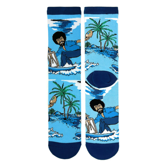 Oooh Yeah! Bob Ross Riding Waves Unisex Socks
