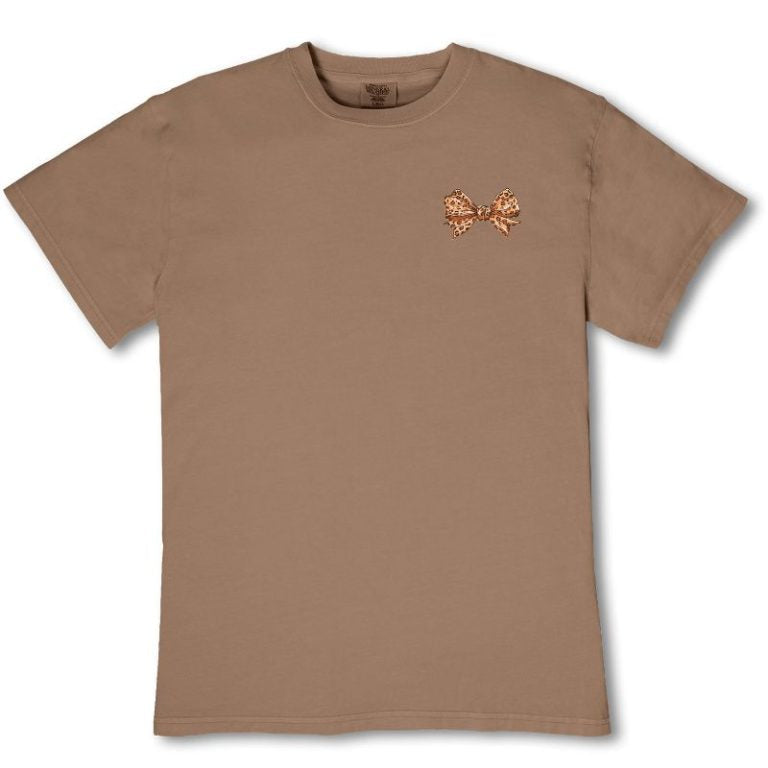 Simply Southern mineral washed rawhide short sleeve t-shirt with small bow graphic on front chest