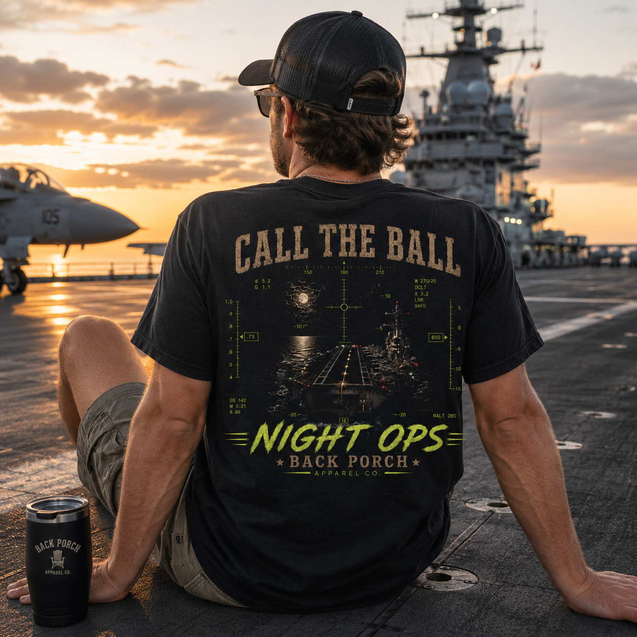 Man wearing a Back Porch Apparel Comfort Colors Shirt with Naval
