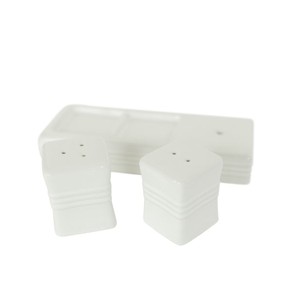 Nora Fleming Base Pinstriped Salt and Pepper Ceramic Set