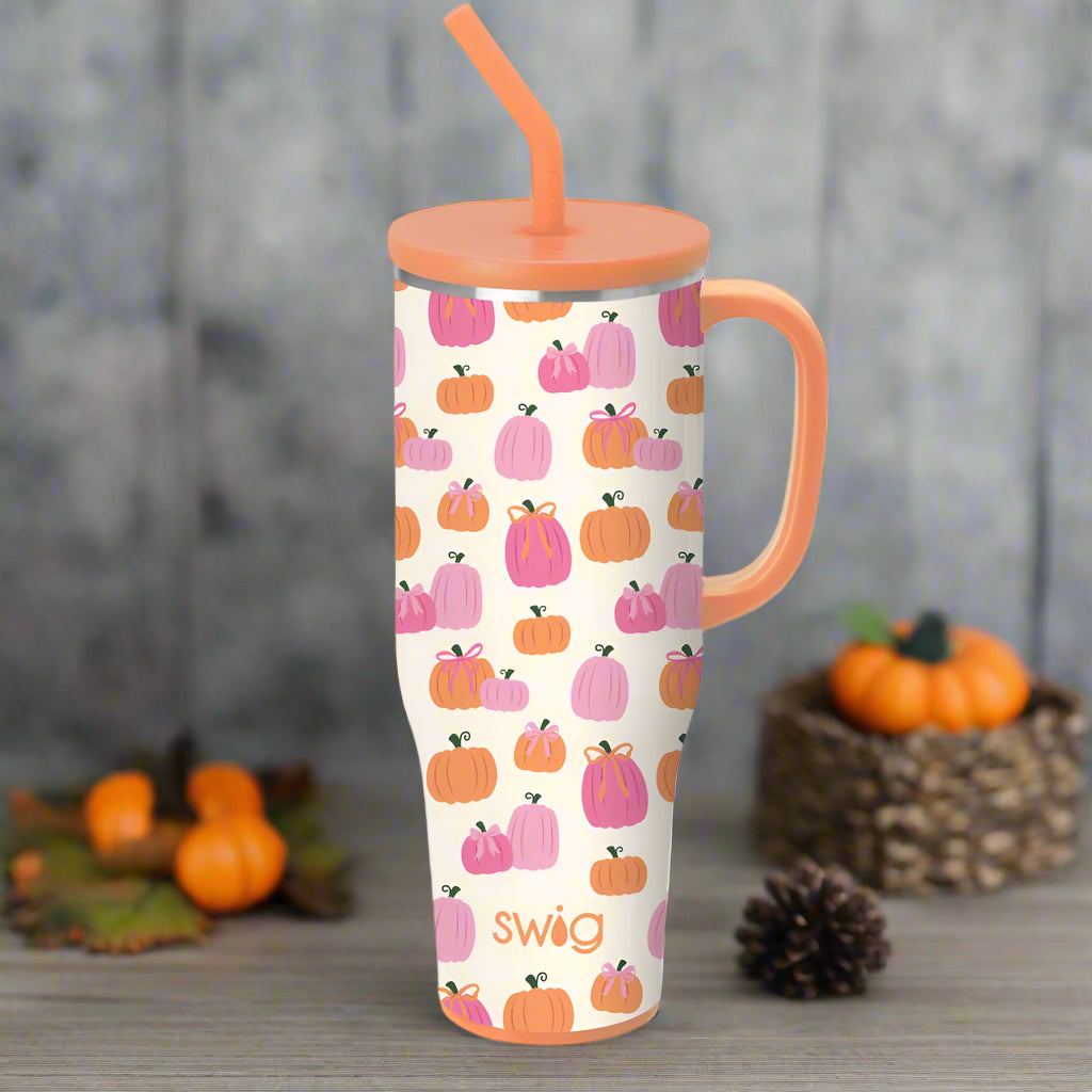 SWIG 40oz Mega Mug Pumpkins and Bows Tumbler With Straw and Lid