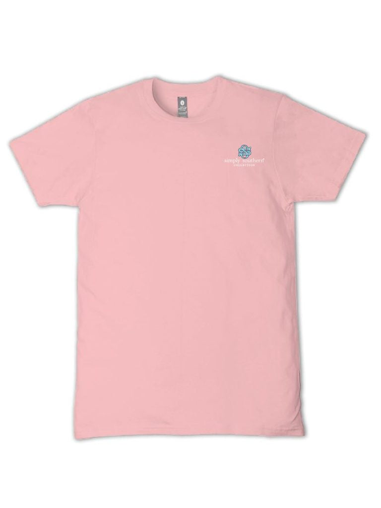 Simply Southern pink short sleeve cotton tee with small Simply Southern chest logo