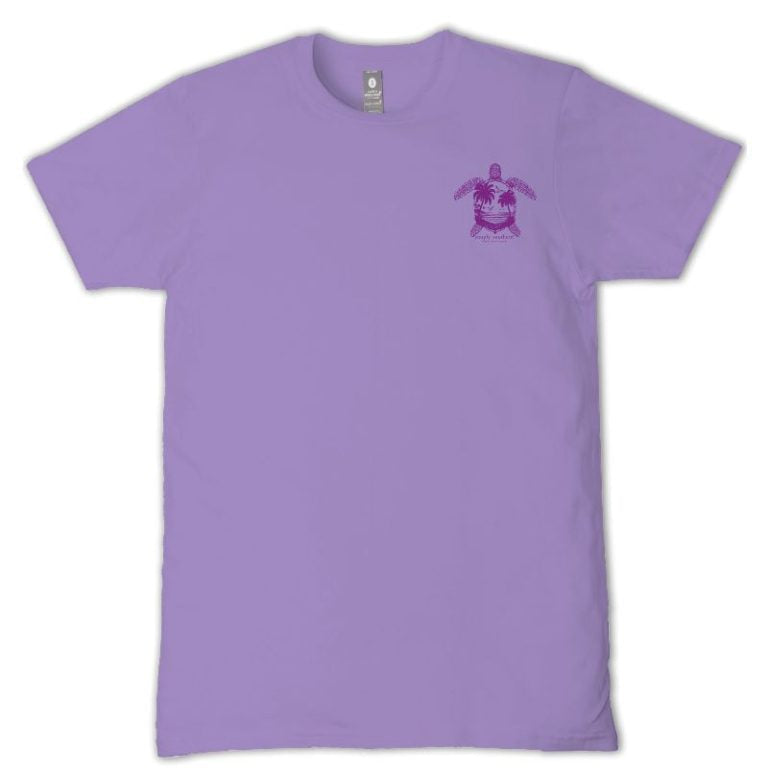 Simply Southern grape t-shirt with small sea turtle chest graphic