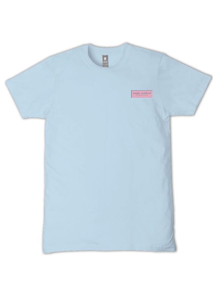 Simply Southern ice blue short sleeve cotton tee with small Simply Southern chest logo