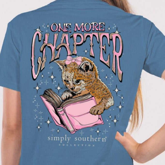 Simply Southern Women’s One More Chapter Cat Reading Graphic Short Sleeve T-Shirt