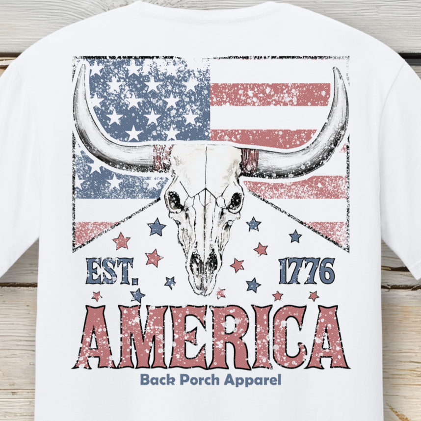 Back Porch Apparel America Longhorn Short Sleeve T-Shirt