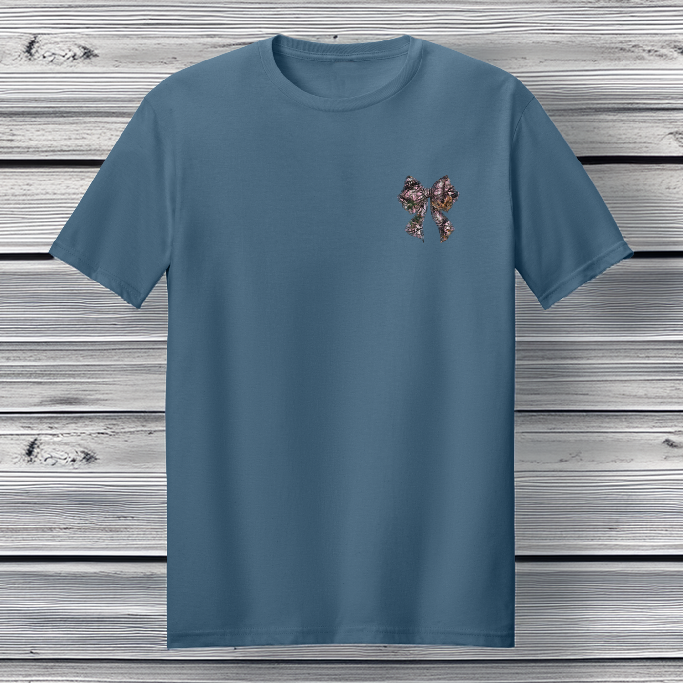 Back Porch Apparel Pink Camo Bow Short Sleeve Tshirt