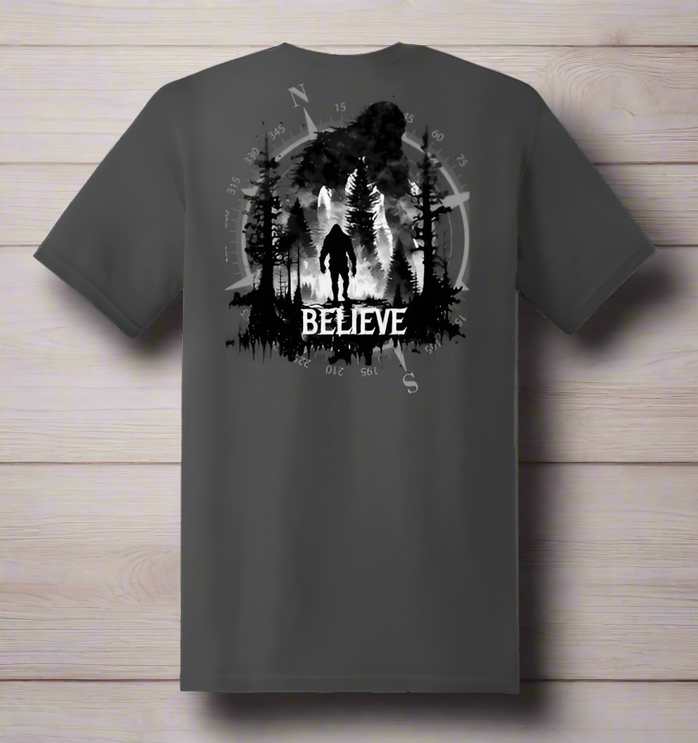 Bigfoot Sasquatch Believe Super Soft Ring Spun 100% Cotton Midweight Unisex T-Shirt TShirt