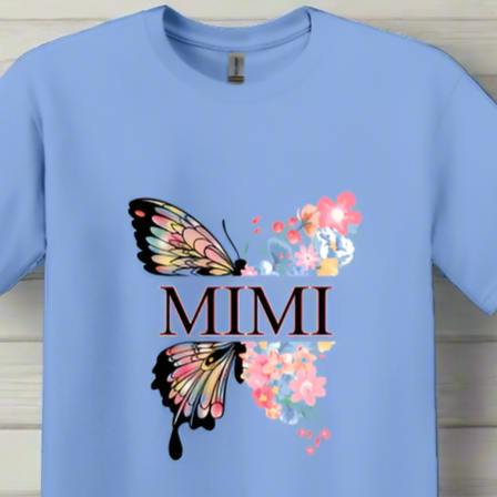 MiMi Butterfly Super Soft Ring Spun 100% Cotton Midweight T-Shirt