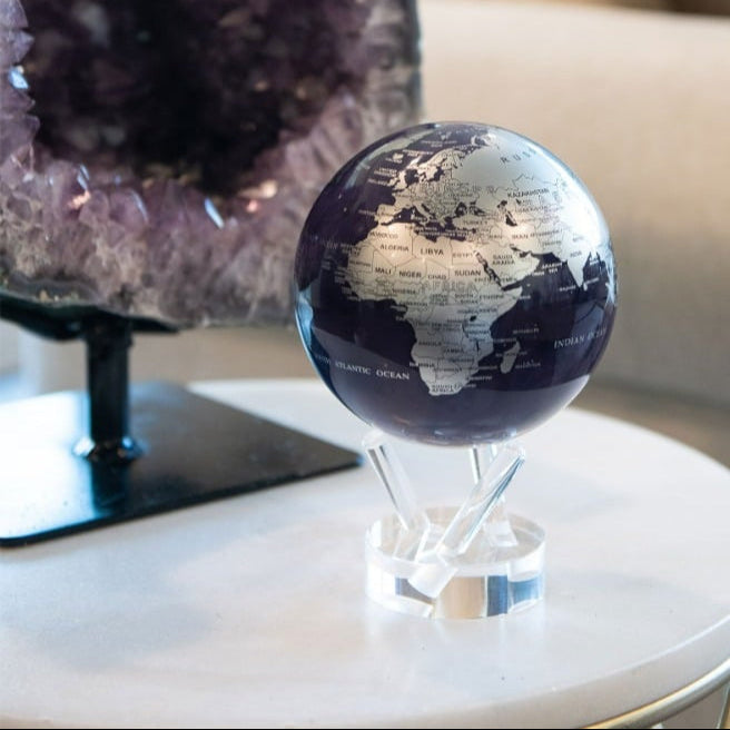 MOVA Purple and Silver Solar Powered Spinning Globe