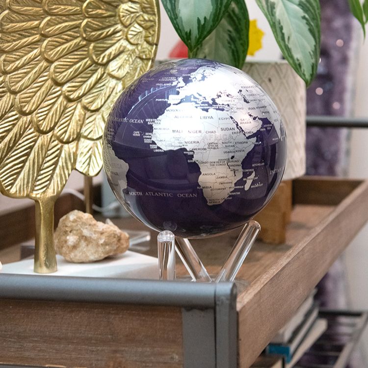 MOVA Purple and Silver Solar Powered Spinning Globe