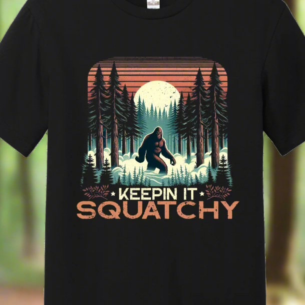 Keepin' It Squatchy Retro Bigfoot Lightweight Cotton T-Shirt