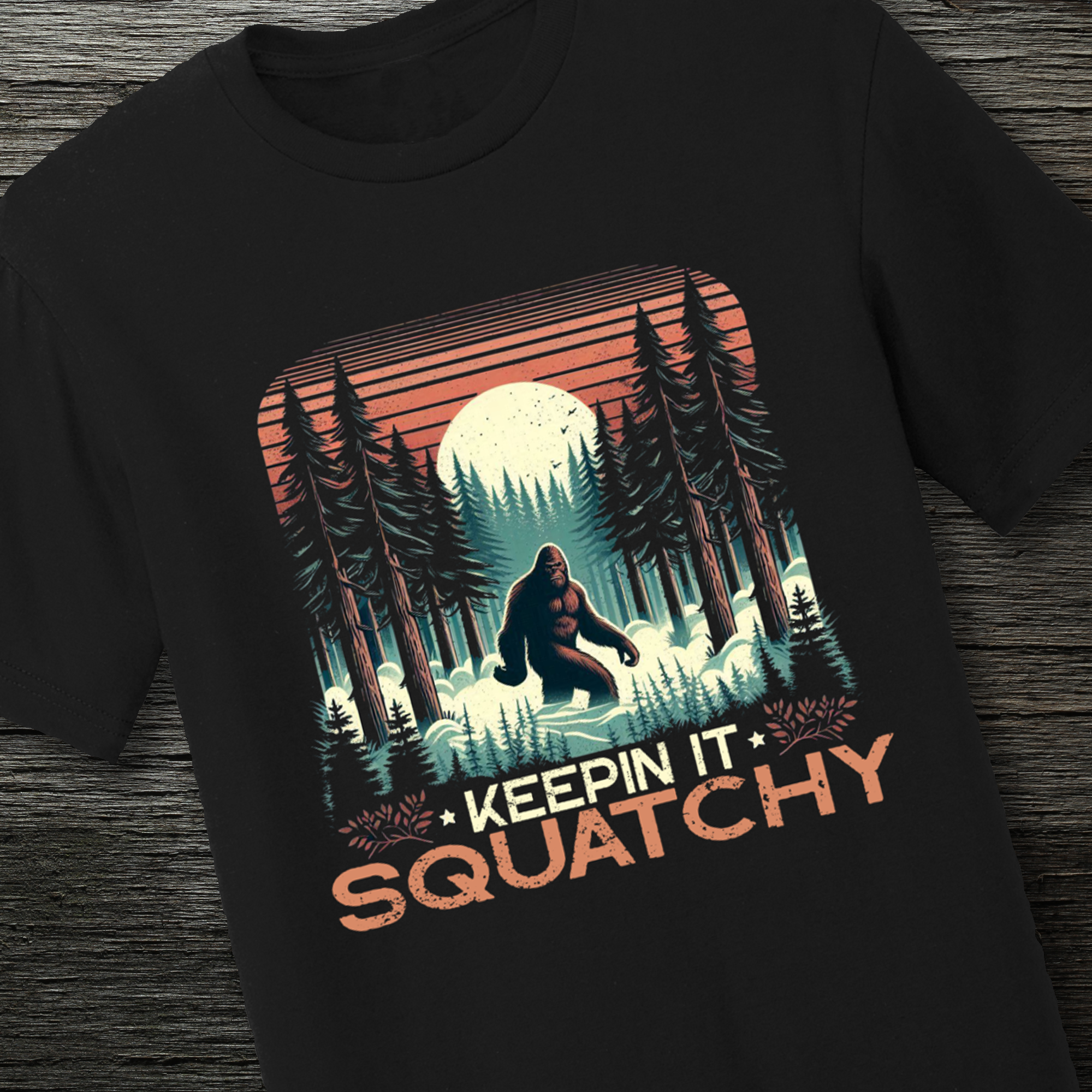Keepin' It Squatchy Retro Bigfoot Lightweight Cotton T-Shirt