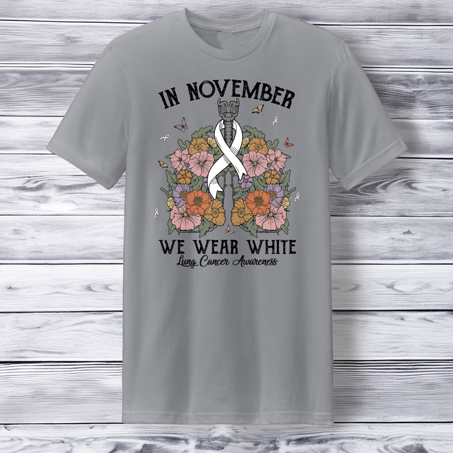 Lung Cancer Awareness Short Sleeve T-Shirt Back Porch Apparel