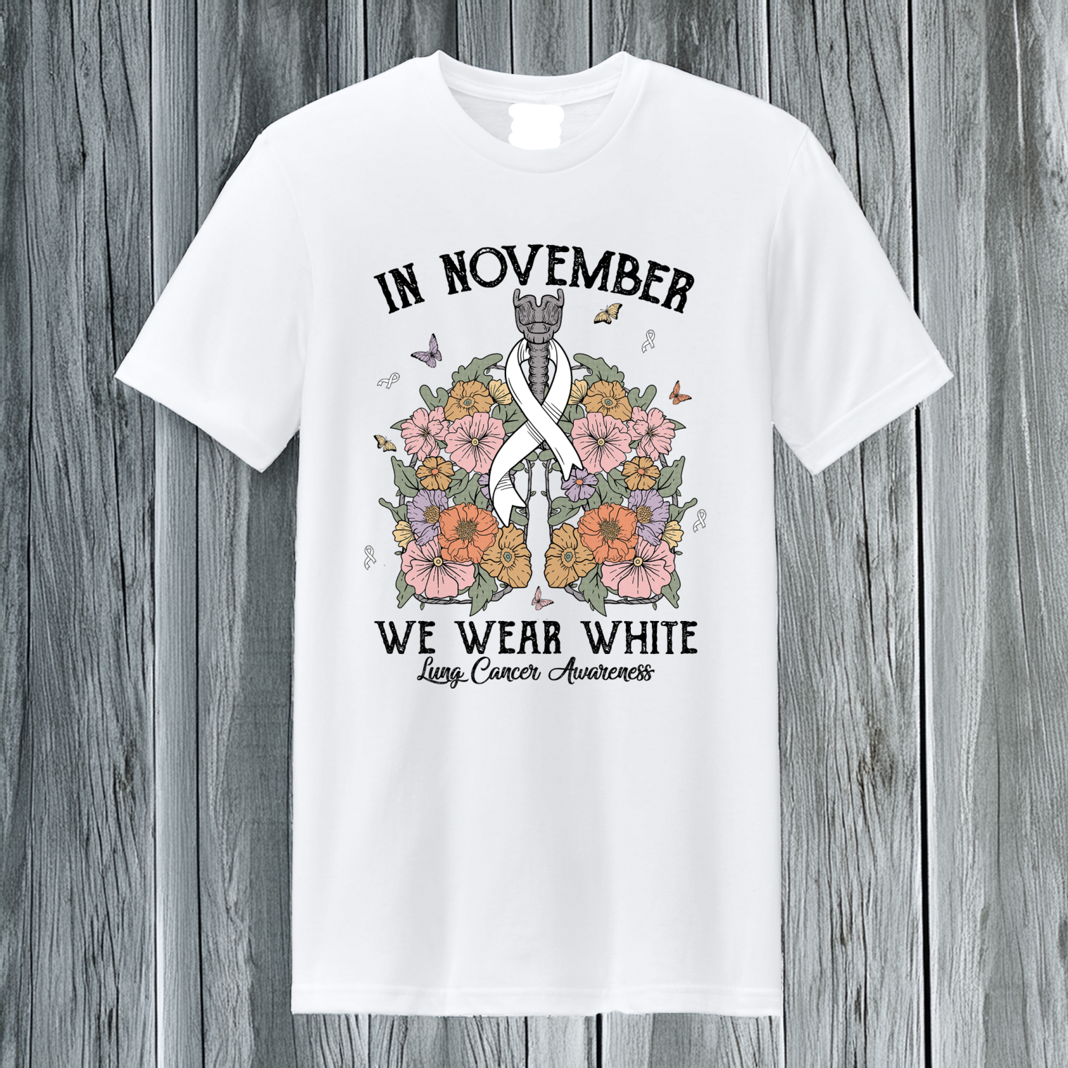 Lung Cancer Awareness Short Sleeve T-Shirt Back Porch Apparel