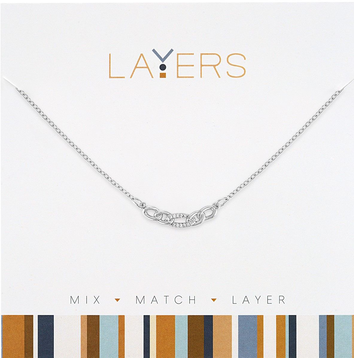 Layers Silver Interlocking Curb Link Adjustable Necklace - Clasp-Free, Drawstring Adjuster, 13" to 34"