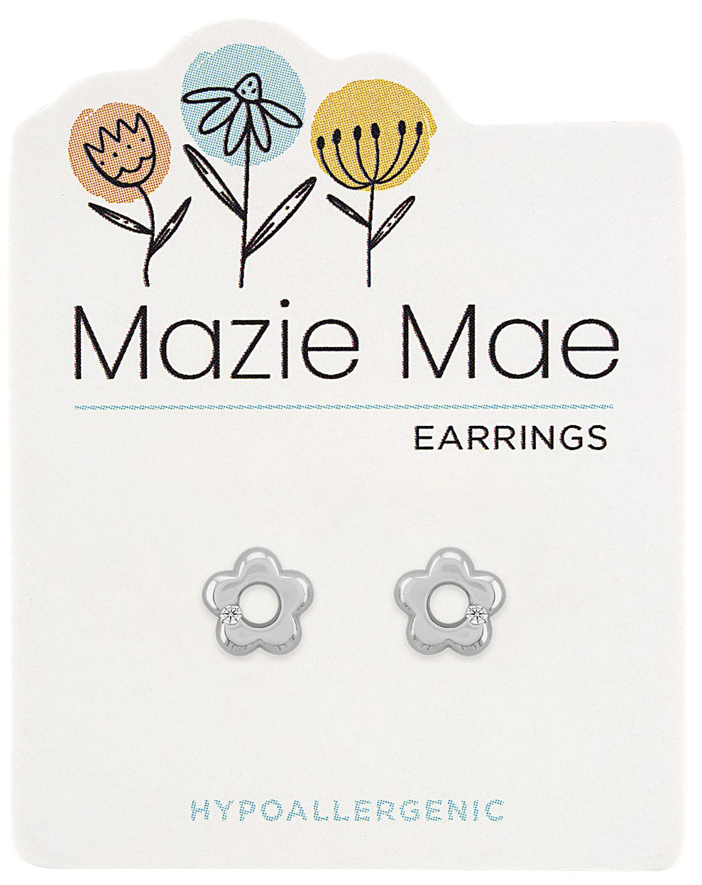 Mazie Mae Silver Classic Flower Stud Earrings