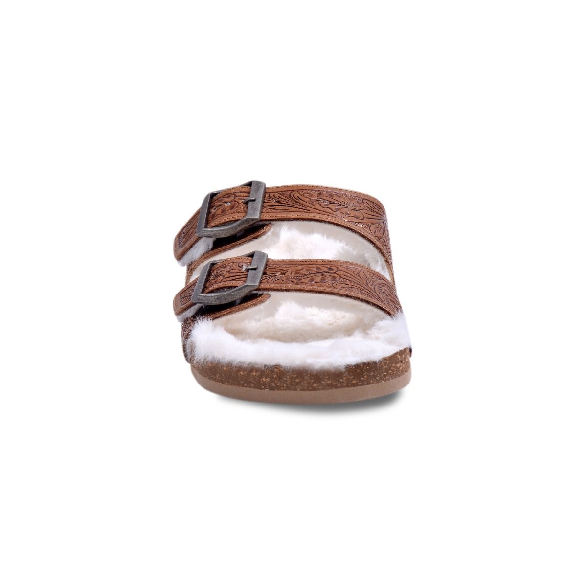 Myra Hand Tooled Leather Sandals - The Fur Lined Prairie Winds