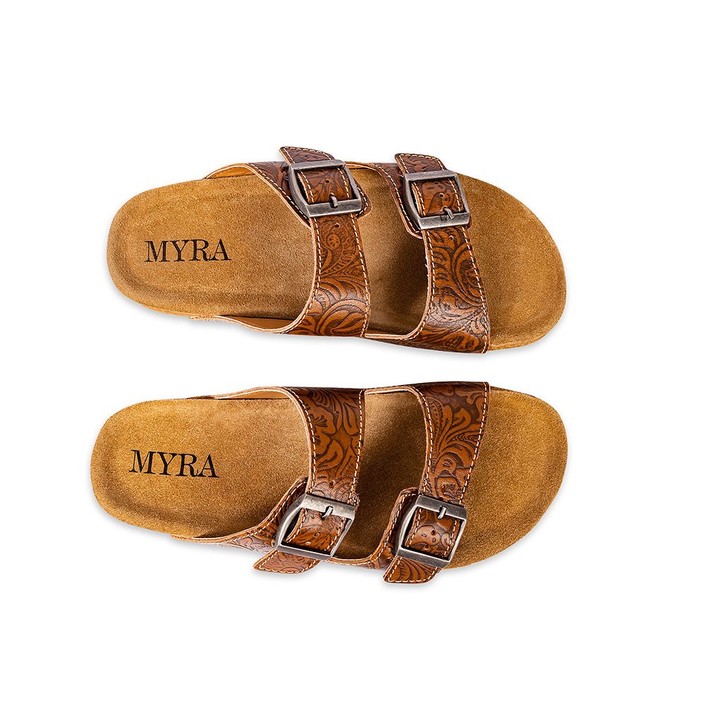 Myra Hand Tooled Leather Sandals - Maggie