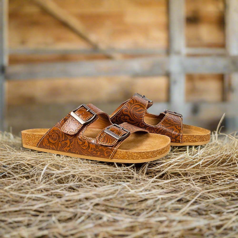 Myra Hand Tooled Leather Sandals - Maggie
