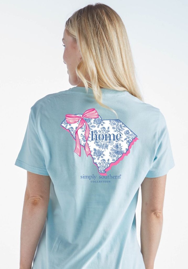 Simply Southern Women’s South Carolina is Home Foral with Ribbon Graphic T-Shirt Model View