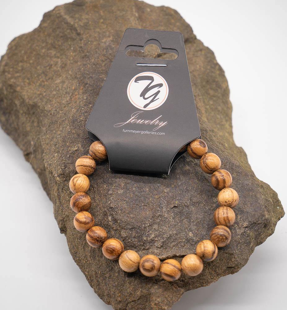 Natural Wood 8mm Beaded Stretch Bracelet - Turnmeyer Galleries