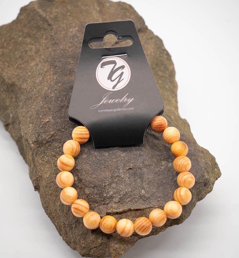 Natural Wood 8mm Beaded Stretch Bracelet - Turnmeyer Galleries