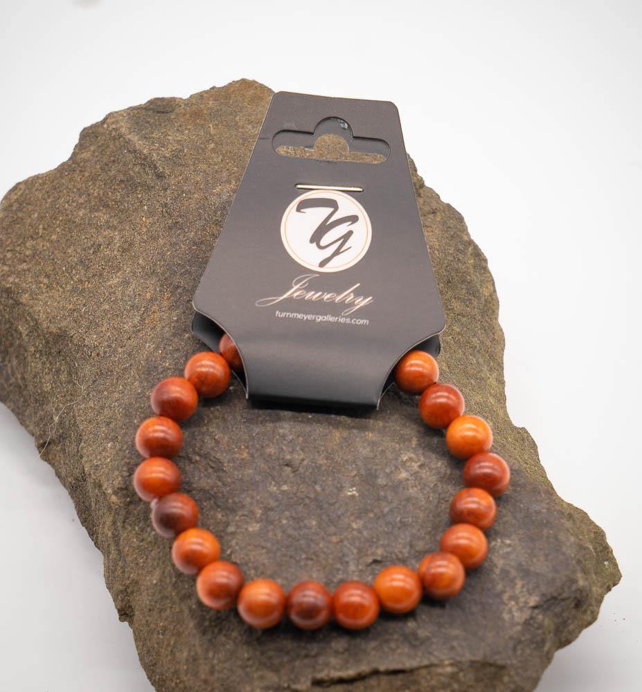 Natural Wood 8mm Beaded Stretch Bracelet - Turnmeyer Galleries