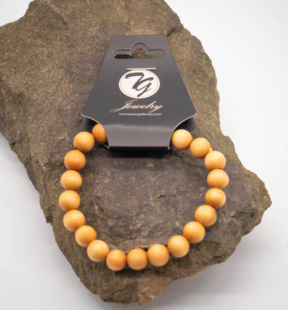 Natural Wood 8mm Beaded Stretch Bracelet - Turnmeyer Galleries