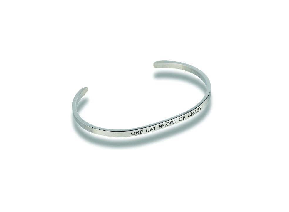 One Cat Short of Crazy Stainless Steel Bracelet - Turnmeyer Galleries