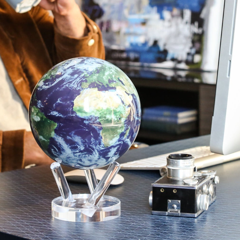 MOVA Earth With Clouds Solar Powered Spinning Globe